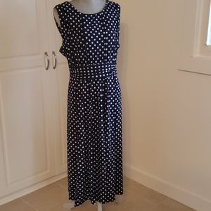 Navy polka dot sleeveless polyester dress sz 20W